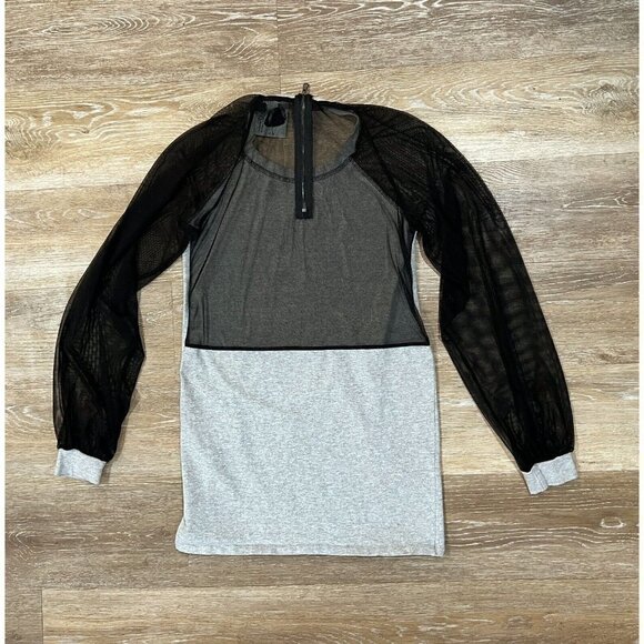 Twelve by Twelve Los Angeles Womens Top Blouse Sheer Mesh Black Gray Sz XS - Picture 3 of 7